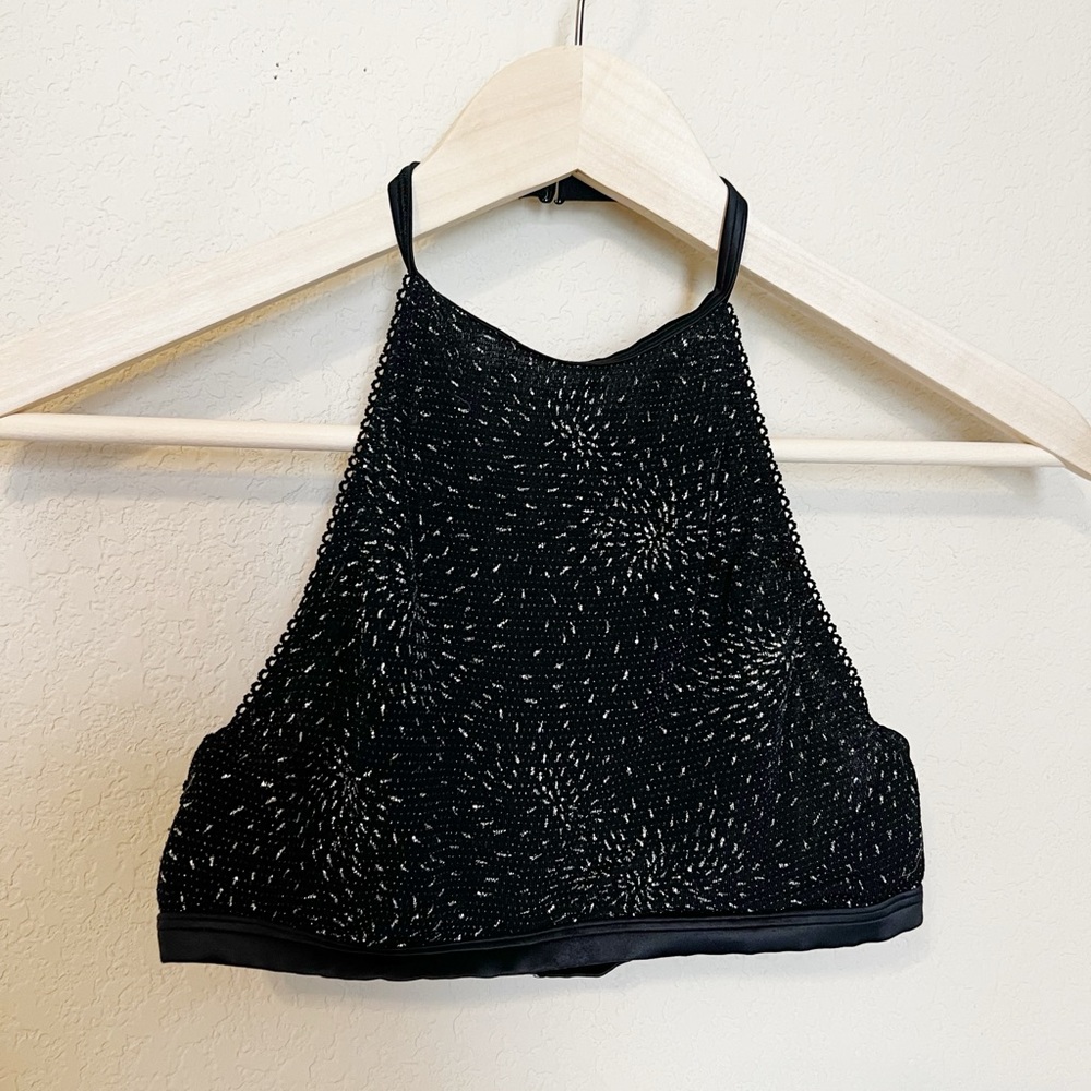 Victoria's Secret Black and Silver Fireworks Crop Top Bra